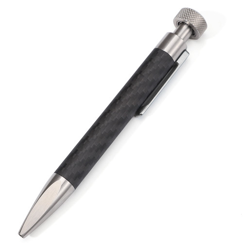 5" Retractable Pen with Fidget Spinner, Carbon Fiber Barrel, Silver Steel Clip,  5479P-CFS