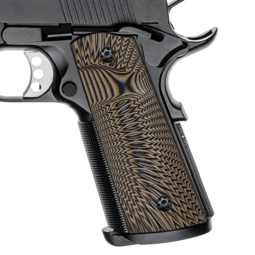 Cool Hand 1911 G10 Grips, Gun Grips Black Screws Included, Full Size (Government/Commander), Magwell Cut, Big Scoop, Ambi Safety Cut, Sunburst Texture, H1M-J6MB-24