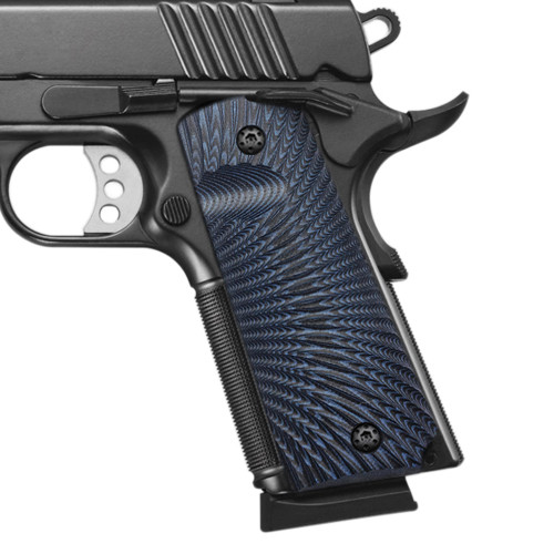 Cool Hand 1911 Grips Full Size for Kimber, Colt, Rock Island, Springfield, Taurus Pistol, Screws Included, Sunburst Texture, Ambi Safety Cut, Mag Release, H1-J6-8