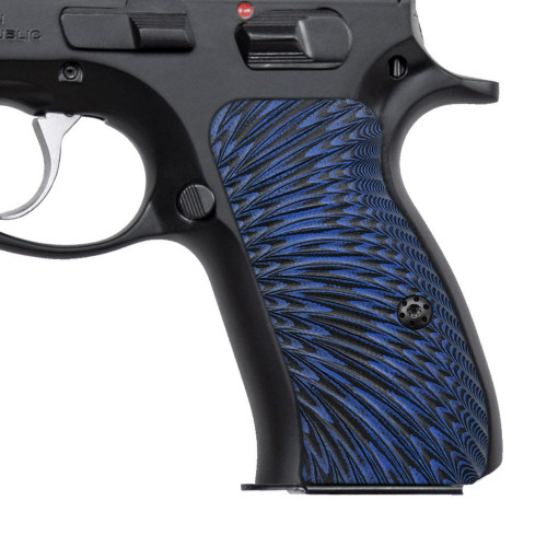 Cool Hand G10 Grips for CZ 75/85 Compact, CZ P-01, P100, C100, Tristar T100, CZ PCR, CZ 75 D, Black Gun Grips Screws Included, Sunburst Texture, Thickness 1/4", H6C-J6-8