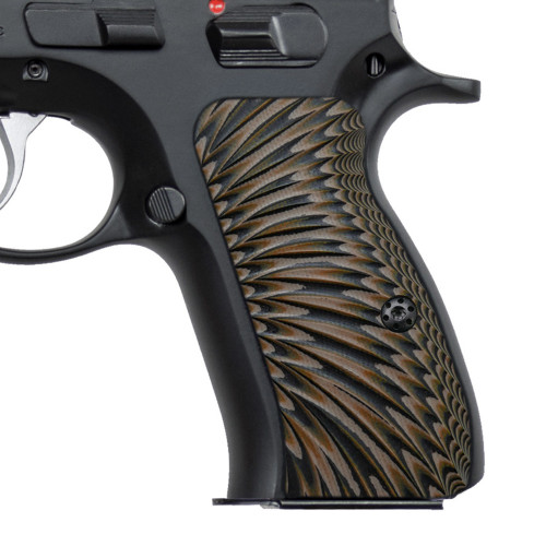 Cool Hand G10 Grips for CZ 75/85 Compact, CZ P-01, P100, C100, Tristar T100, CZ PCR, CZ 75 D, Black Gun Grips Screws Included, Sunburst Texture, Thickness 1/4", H6C-J6-24