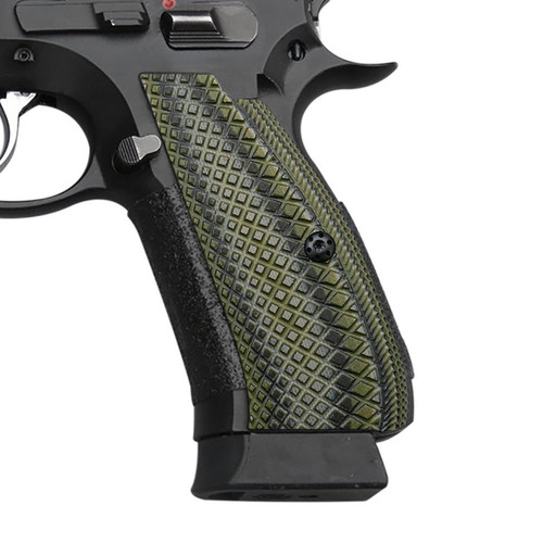Cool Hand G10 Grips for CZ 75 Full Size, CZ 75 SP-01 Tactical, CZ 75B BD, Shadow 2, Black Gun Grips Screws Included, Aggressive Snake Scale Texture, SP1-2-21