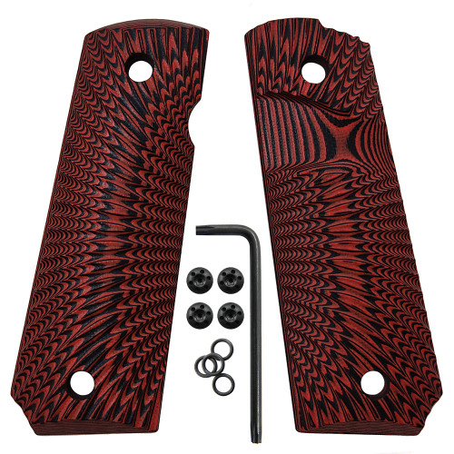 G10 Grips For 1911 Pistol - Black/Gray Dotted Pattern, Includes Screws (Fits Colt, Springfield, Etc.)