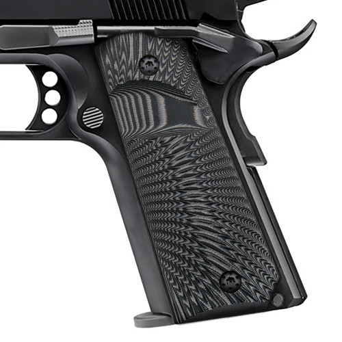 Cool Hand 1911 G10 Grips Full Size for Kimber, Colt, Rock Island, Springfield, Taurus Pistol, Black Screws Included, Big Scoop, Ambi Safety Cut, Sunburst Texture, H1-J6B-5