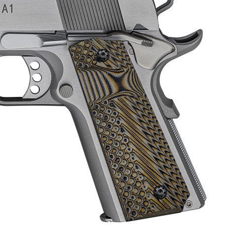 Cool Hand 1911 G10 Grips Replacement for Kimber, Colt, Rock Island, Springfield, Tauru, Full Size (Government/Commander), Gun Screws Included, Big Scoop, Ambi Safety Cut, OPS Texture, H1-J1B-24