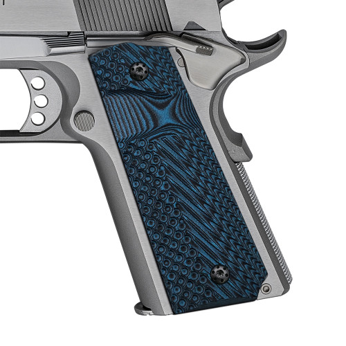 Cool Hand 1911 G10 Grips Replacement for Kimber, Colt, Rock Island, Springfield, Tauru, Full Size (Government/Commander), Gun Screws Included, Big Scoop, Ambi Safety Cut, OPS Texture, H1-J1B-8