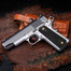 Cool Hand 1911 Wood Grips, Gun Grips Gold Screws Included, Full Size (Government/Commander), Checker Diamond Cut, Ambi Safety Cut, Gun powder dark grey, H1-DC-GW