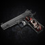 Cool Hand 1911 Grips, High Polished Acrylic, with Red Skull Pattern, Full Size (Government/Commander), Gold Screws Included, Ambi Safety Cut