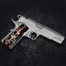 Cool Hand 1911 Grips, High Polished Acrylic, with Red Skull Pattern, Full Size (Government/Commander), Gold Screws Included, Ambi Safety Cut