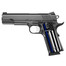 Cool Hand 1911 Grips, High Polished Acrylic, with American Blue Line Police Flag, Full Size (Government/Commander), Gold Screws Included, Ambi Safety Cut