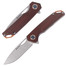 Cool Hand 4 3/8" Closed Ball Bearing Folding Knife, D2 Blade with Silver Stone Wash, Brown Micarta Handle, Liner Lock EDC Pocket Knives, 3904M-D2