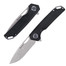 Cool Hand 4 3/8" Closed Ball Bearing Folding Knife, D2 Blade with Silver Stone Wash, Black G10 Handle, Liner Lock EDC Pocket Knives, 3904BK-D2