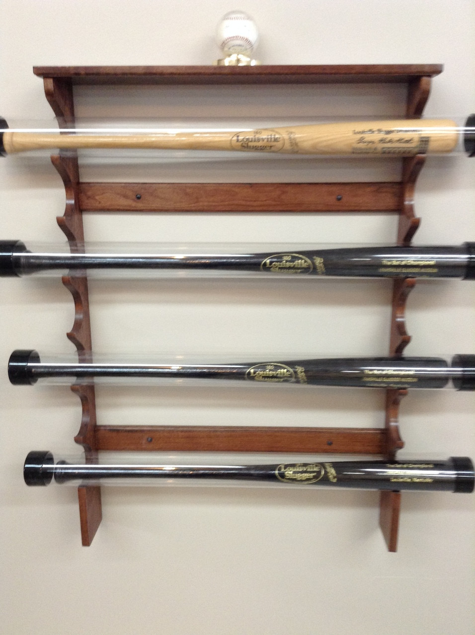 bat displays for baseball bats, holds 6 bats in tubes, while protecting