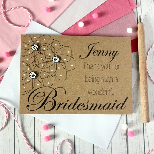 Personalised Bridesmaid Card. Personalised Bridesmaid Thank You Card. Thank You for being my Bridesmaid. Bridesmaid Thanks. Bridesmaid Card.