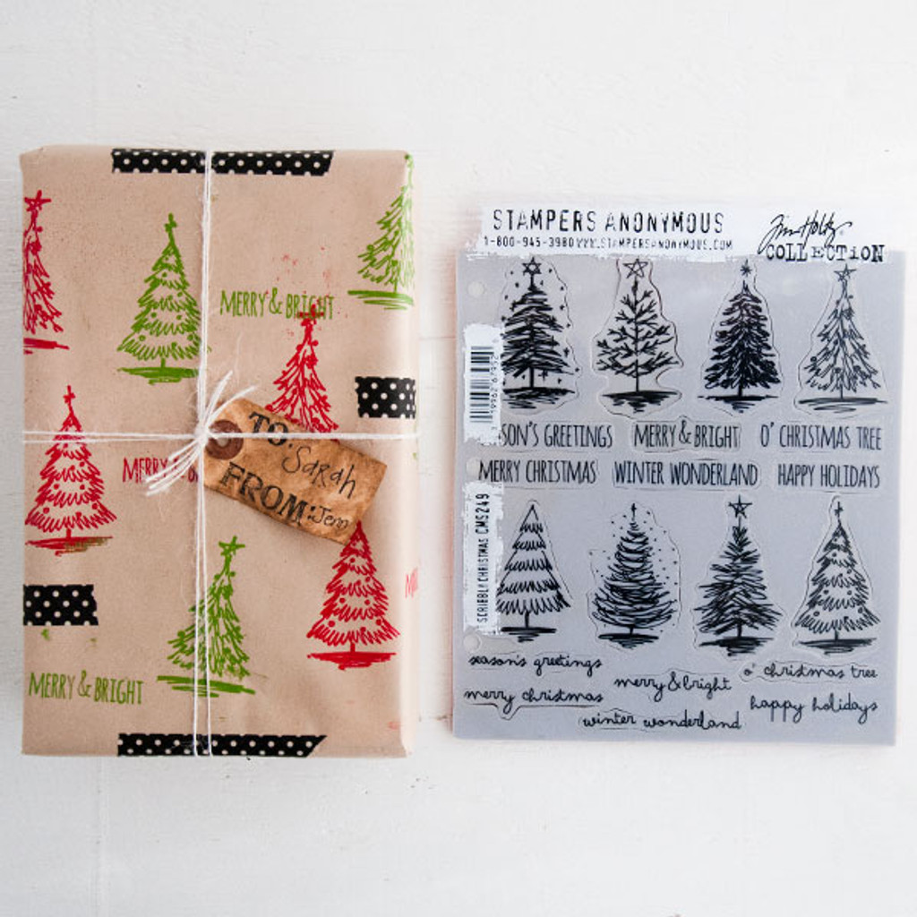 O Christmas Tree Stamped And Embossed Wrapping Paper Project