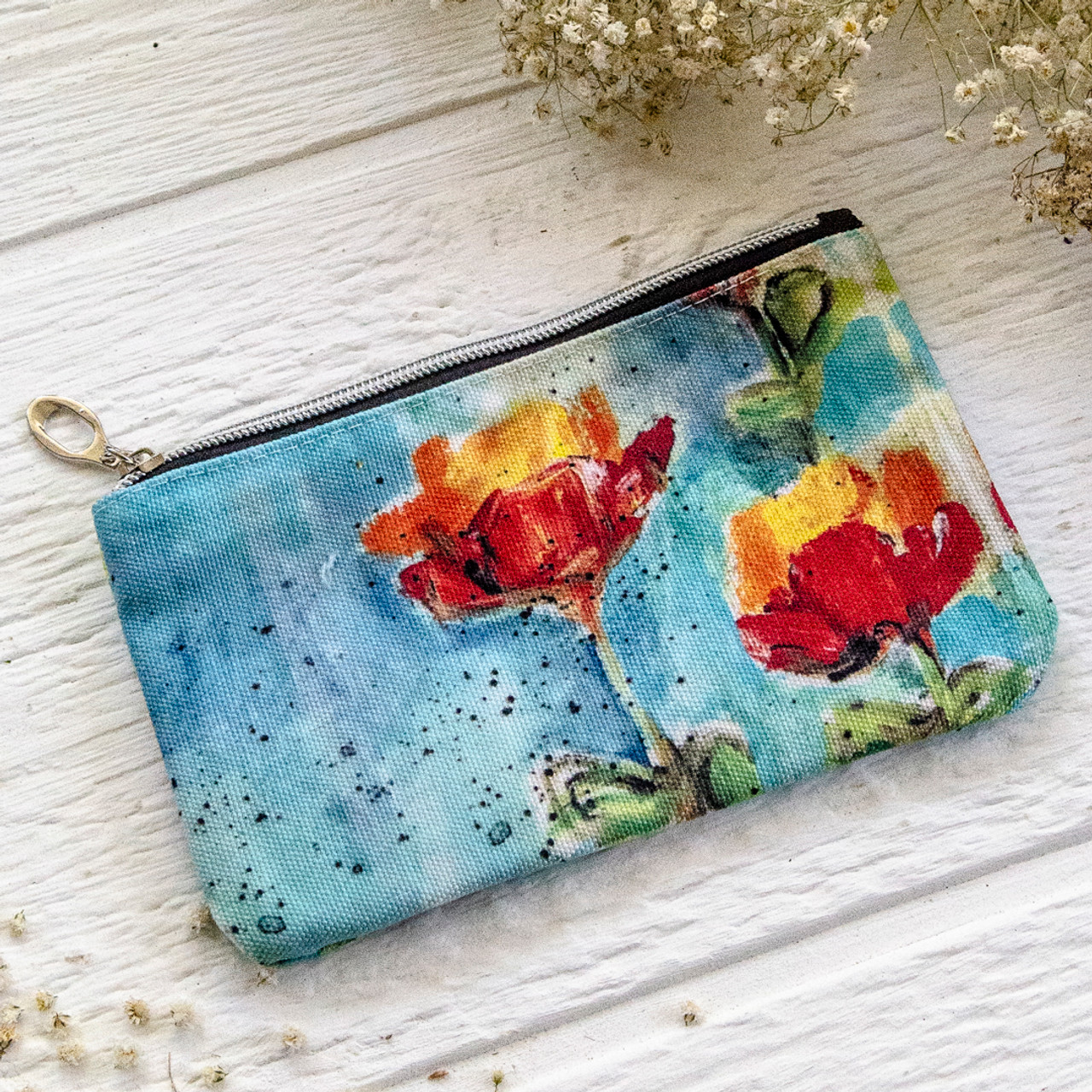 Dina Wakley Media Zippered Sunset Flowers Art Pouch