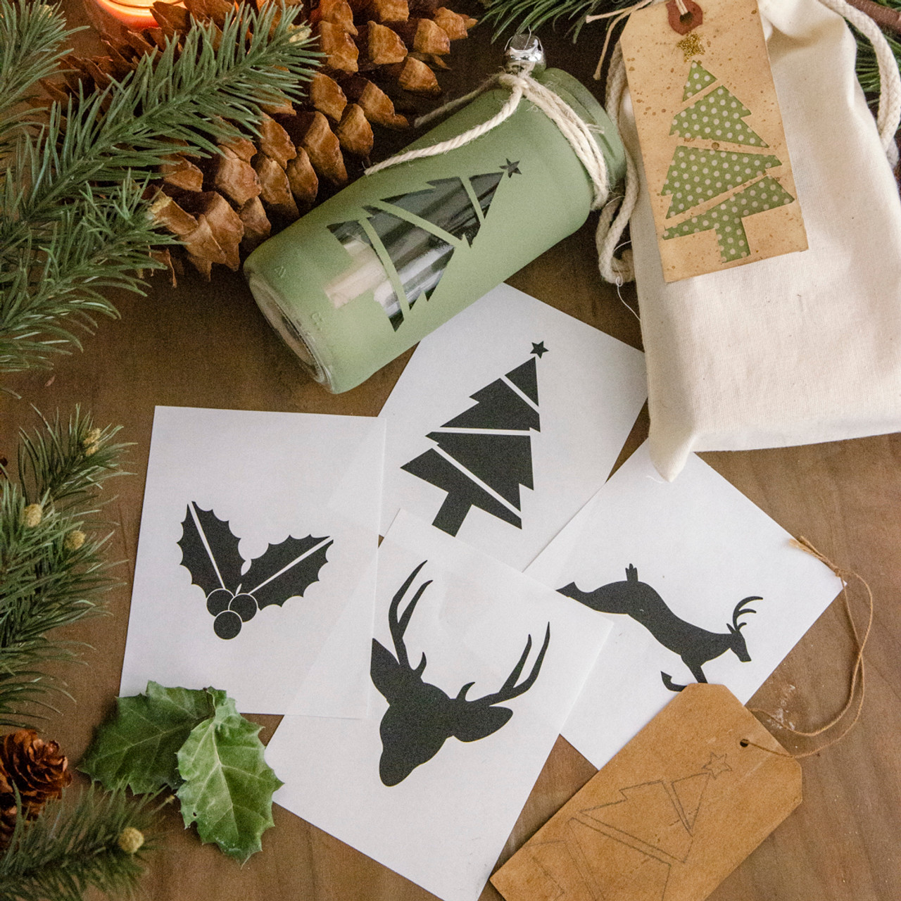 Mason Jar Christmas Tree Silhouettes Project | Stampington & Company mason-jar-christmas-tree-silhouettes-project-stampington-company
