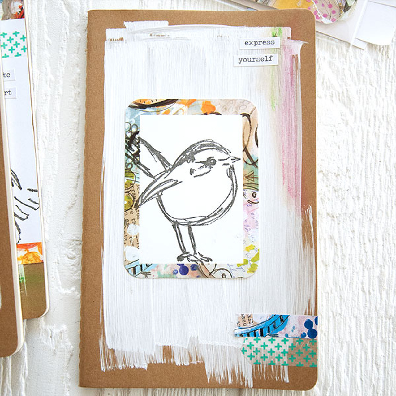 Mixed Media Art Journal Page with Textured Birds – Rubber Dance Art Stamps  Blog