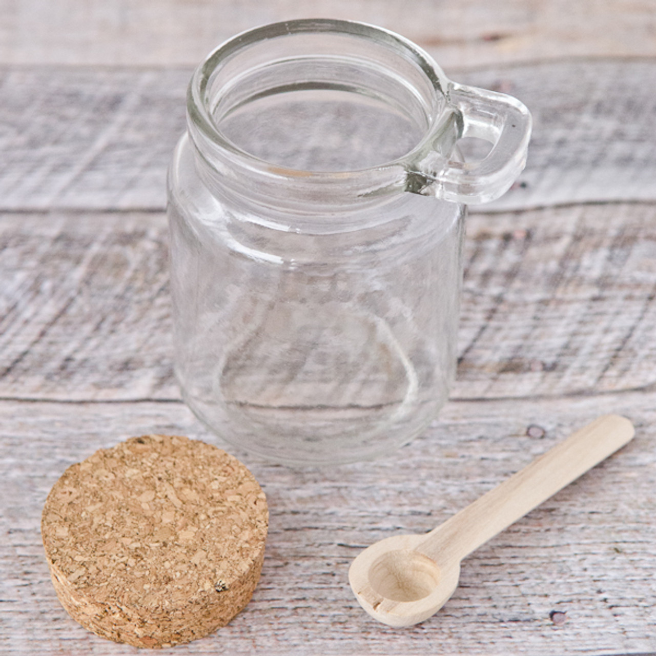 Round Glass Jar with Cork & Spoon