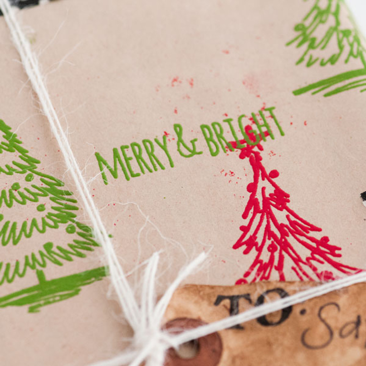 DIY Stamped Christmas Wrapping Paper made with an Eraser! - Ting and Things