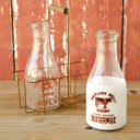 Vintage Milk Bottles with Carrier