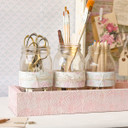 Shabby Chic Desk Décor Part 2: Desktop Storage with Mason Jars