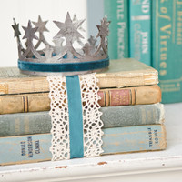 Distressed Crown and Bookshelf Propping Idea