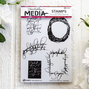 Dina Wakley Media Scribbled Text Elements Cling Stamp Set