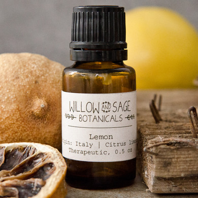 Lemon Essential Oil by Willow and Sage Botanicals, 0.5 oz.