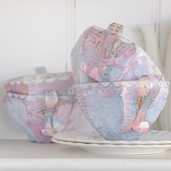 Papier-Mâché Teacups Two Ways Project by Catherine Garmany