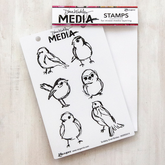 Dina Wakley Media Scribbly Birdies Stamp Set