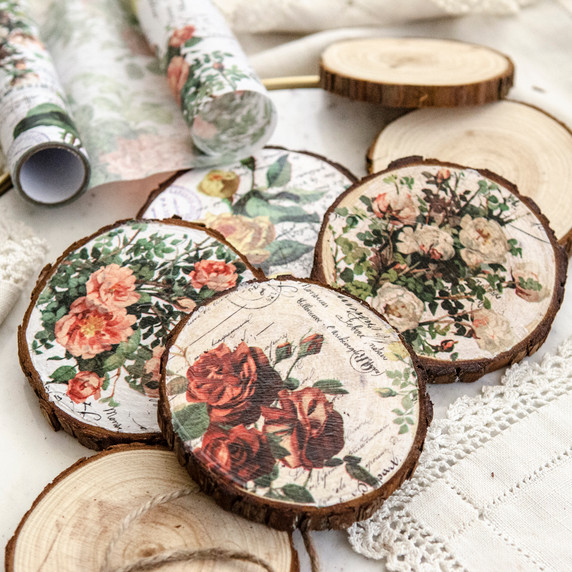 DIY Collage Paper Coasters Made From Wood Scraps