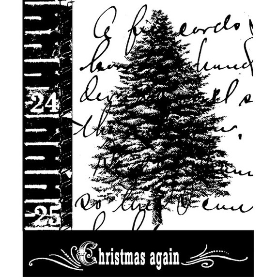 Scripted Tree Wood Mounted Stamp by Christine Adolph