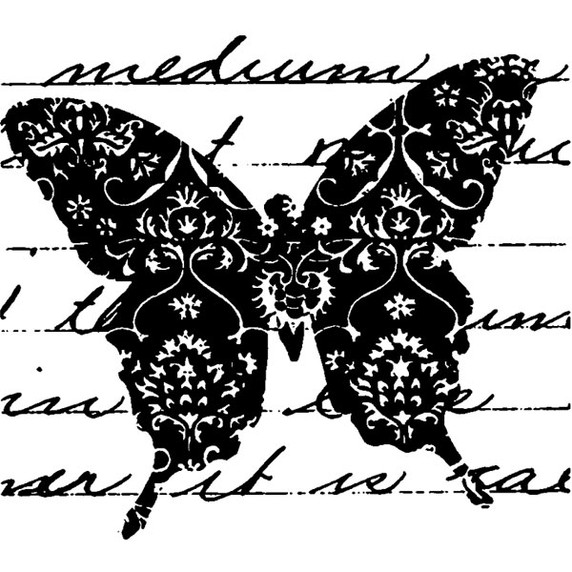 Butterfly Flourish Wood Mounted Stamp by Christine Adolph