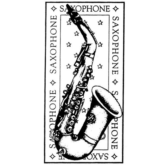 Saxophone  Small Unmounted Stamp by Classic Stampington & Company