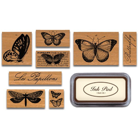 Cavallini & Co. Rubber Stamp Set  Butterflies