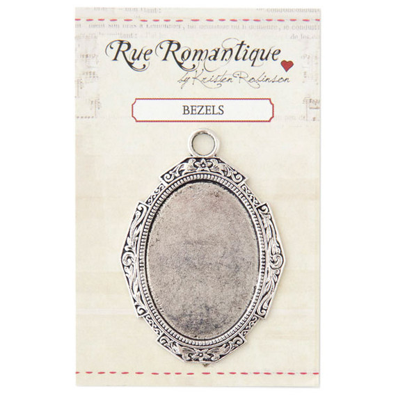 Rue Romantique Solid Frame with Large Oval Bezel  Silver Tone