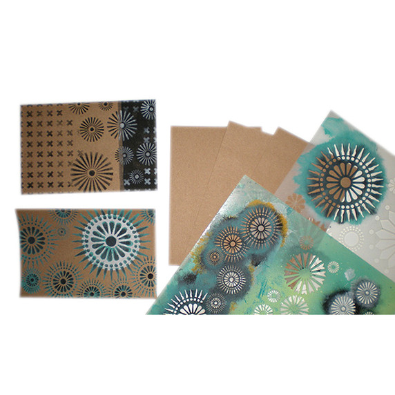 Stencil Kraft Postcards Project by Michelle Ward