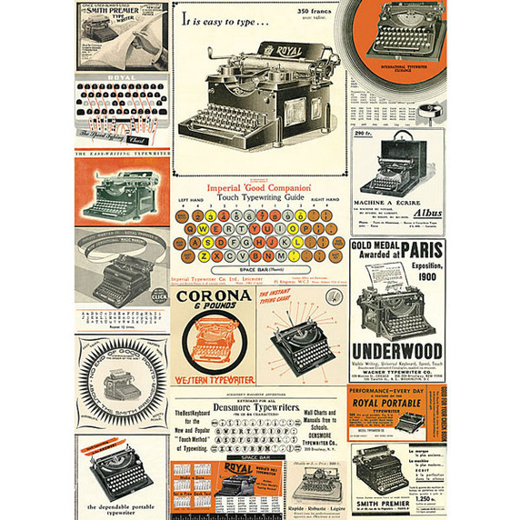 Cavallini & Co. Decorative Wrap  Vintage Typewriters