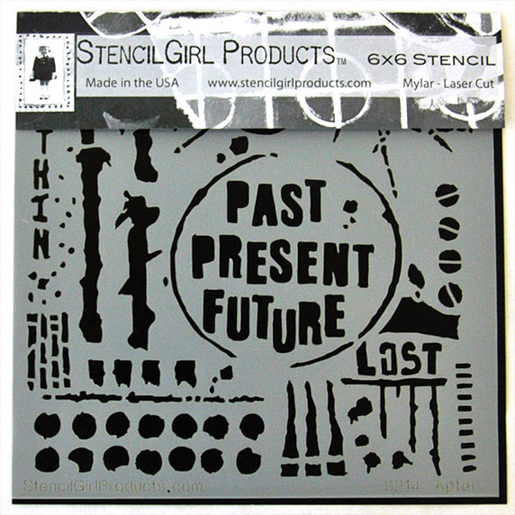 Stencil Girl Past Present Future Stencil by Seth Apter  6 x 6