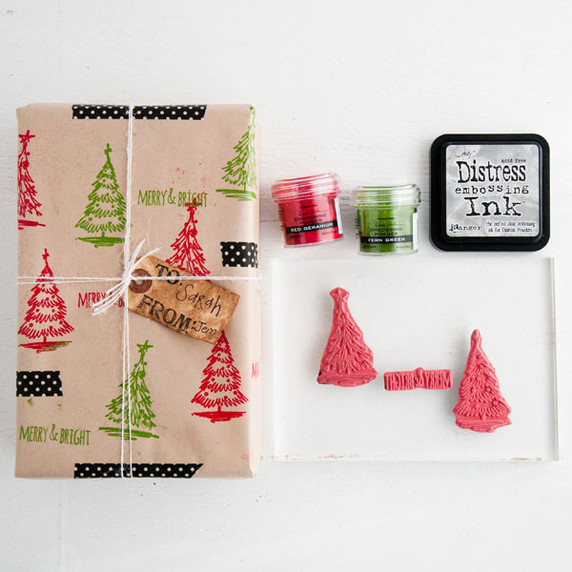 O Christmas Tree Stamped and Embossed Wrapping Paper Project
