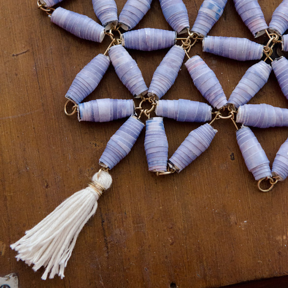 Purple Paper Beads Necklace Project