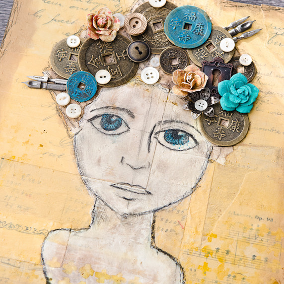 Good Thoughts Girl Mixed-Media Canvas