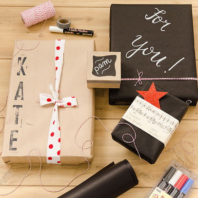 Black Chalkboard Kraft Gift Wrap, 24x85' Roll