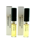 Amouage OPUS XV KING BLUE 0.06 oz. EDP Sample Spray LOT OF 2 Vials New. DAMAGED BOXES