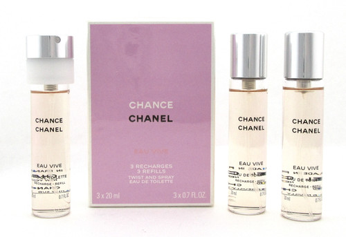 Chanel Chance EAU VIVE Twist and Spray EDT 3 x 20 ml. for Women. New Sealed Box