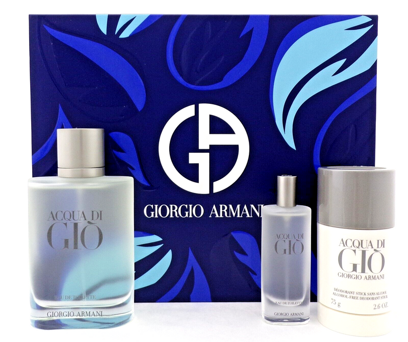 Acqua di Gio by Giorgio Armani 3.3oz & 0.5oz EDT Spray+2.6oz