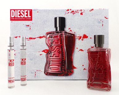 Diesel D RED 3.4 oz. EDP Spray + 2 x 0.3 oz. Travel Sprays for Men