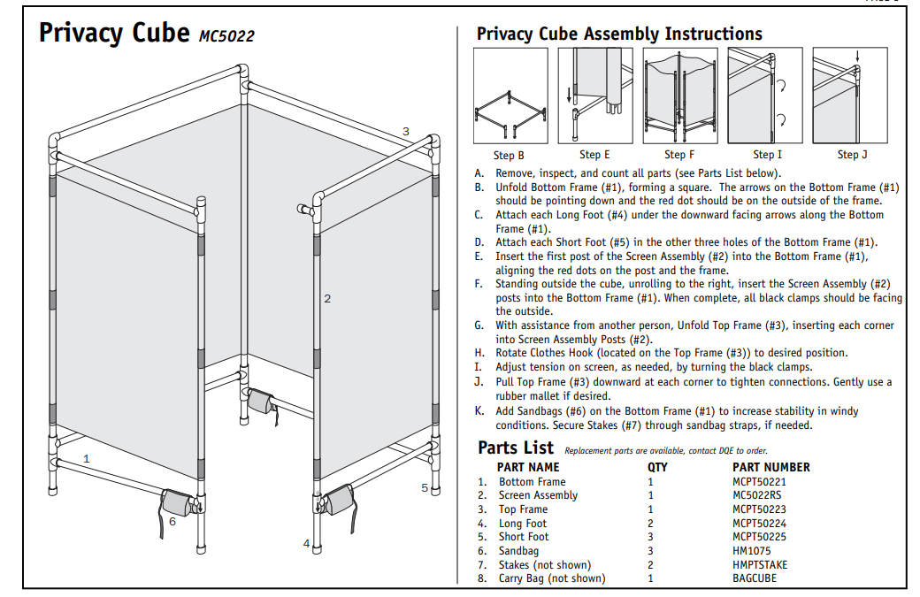 Privacy Cube Long Foot, EA - Scot-Med LLC.
