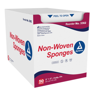 Non-Woven Sponge Sterile 2's, 2"x 2", 4 Ply, 3000/CS